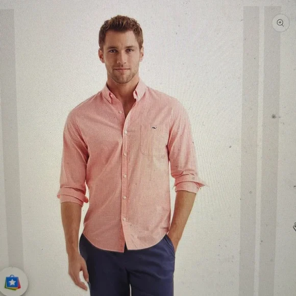 Men's Vineyard Vines Blue Plaid Slim Fit Tucker Shirt, Size XL - Picture 11 of 11